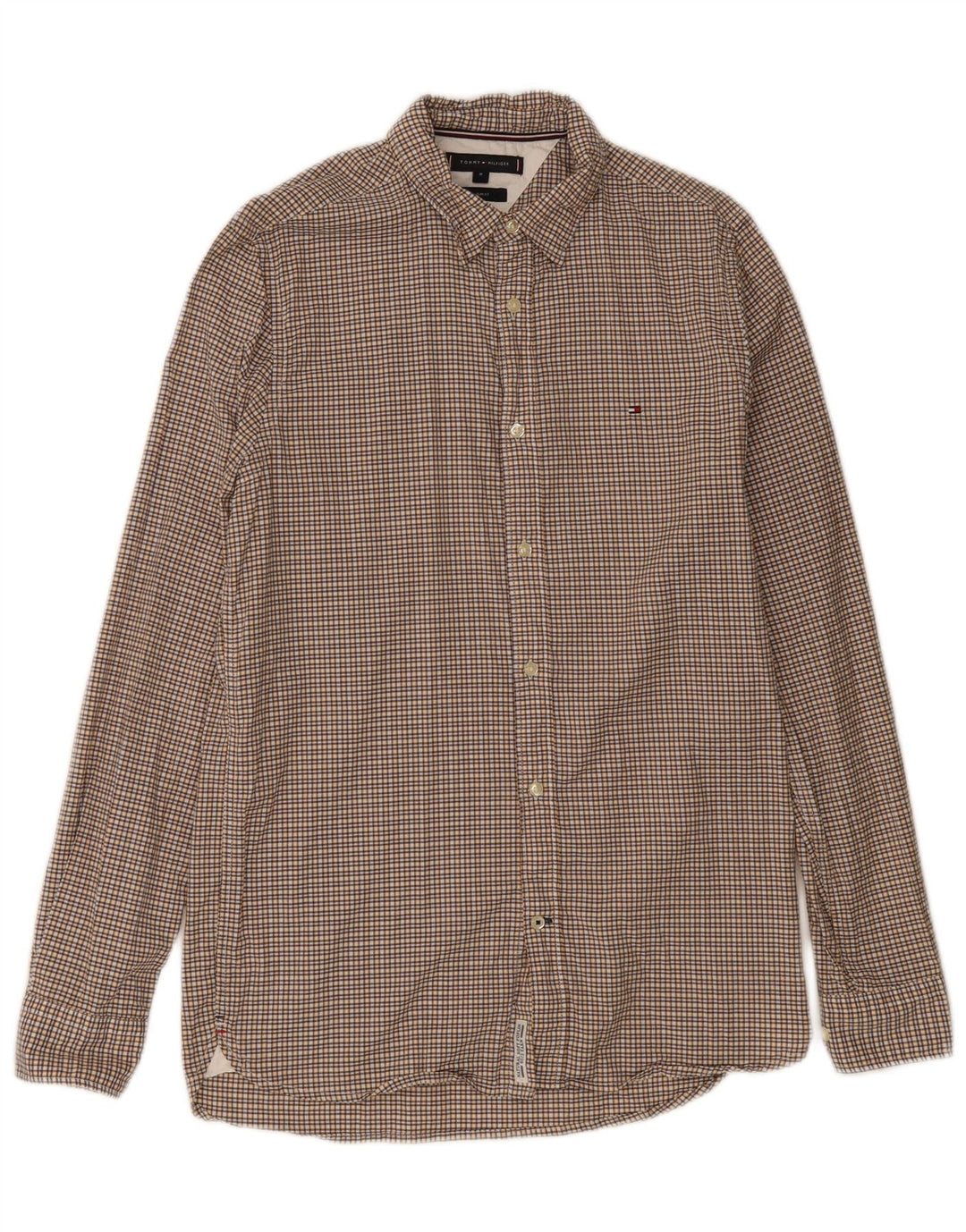 TOMMY HILFIGER Muška uska košulja srednje žute boje od gingham pamuka