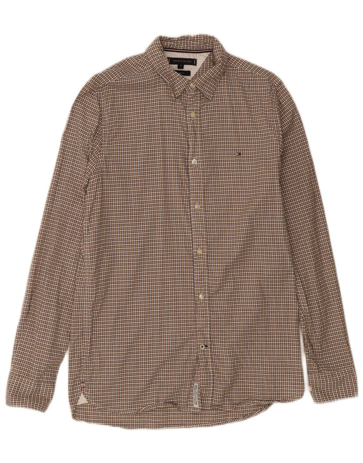 TOMMY HILFIGER Muška uska košulja srednje žute boje od gingham pamuka