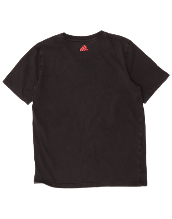 Adidas Boys Graphic T-Shirt Top 13-14 Years Black Cotton