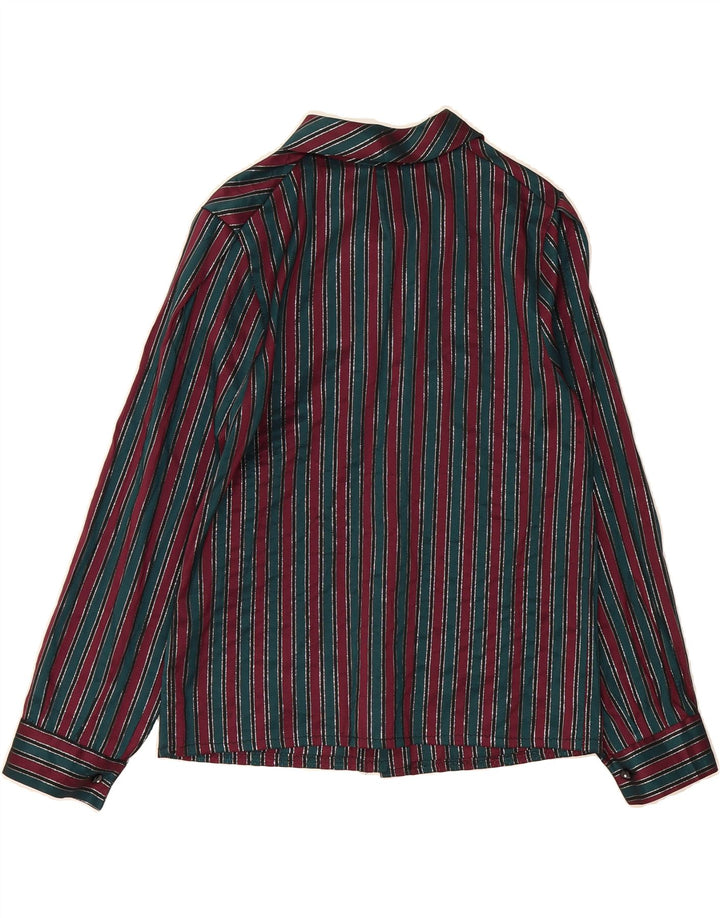 VINTAGE Womens Front Tie Shirt Blouse UK 12 Medium Green Striped Vintage Vintage and Second-Hand Vintage from Messina Hembry 