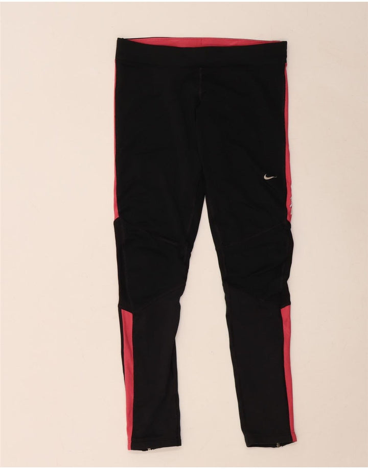 Nike Ženske Dri Fit Leggings UK 12 Medium Black Colourblock Poliester