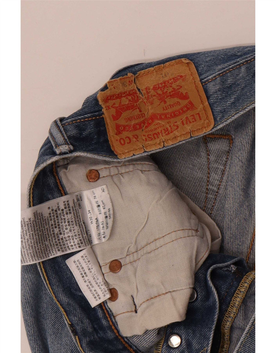 Levi's muške ravne traperice s oštećenjem W30 L34, plavi pamuk
