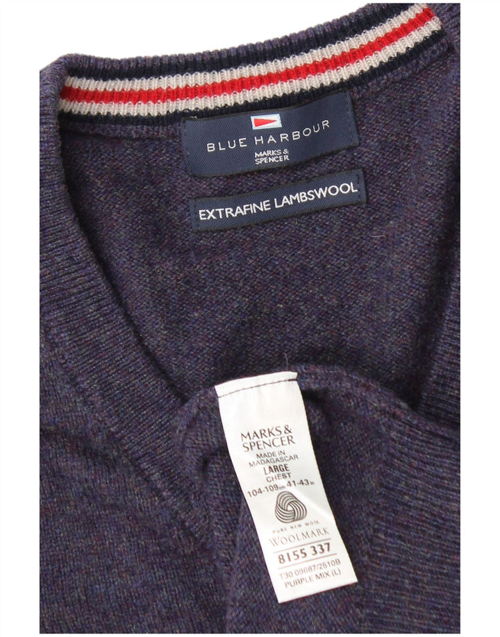 Marks & Spencer muški plavi Harbor džemper s V-izrezom, veliki tamnoplavi