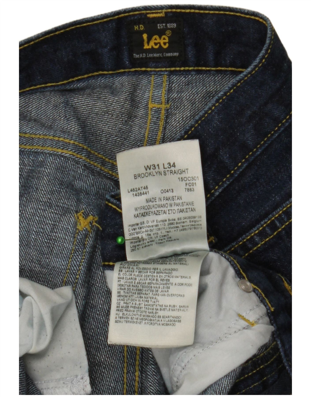 Lee Mens Brooklyn Straight Jeans W31 L34 Plavi pamuk