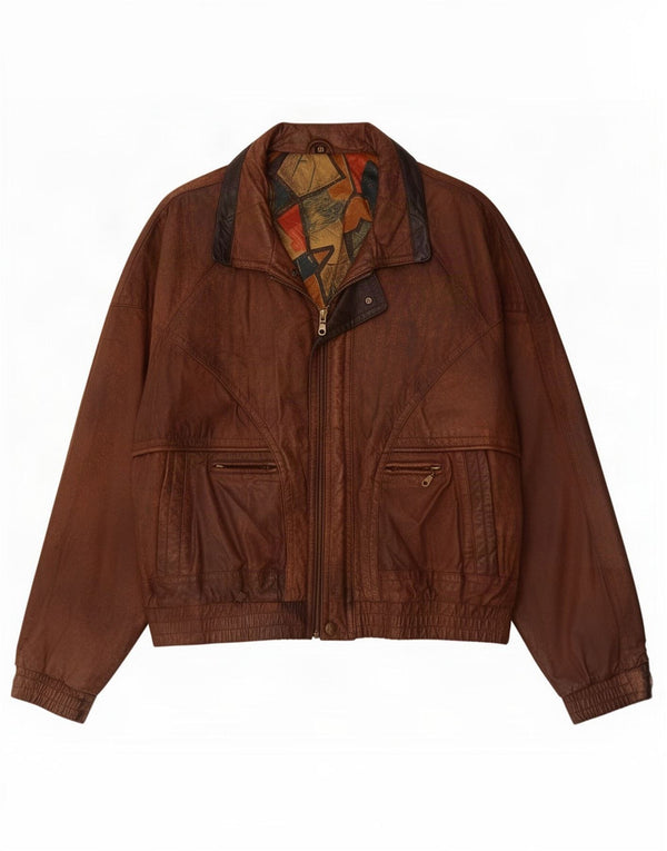 Vintage Mens Leather Jacket UK 42 XL Brown