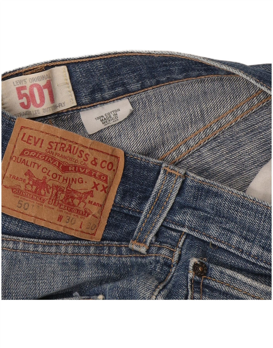 Levi's ženske kratke hlače od trapera 501, W30, srednje plavi pamuk