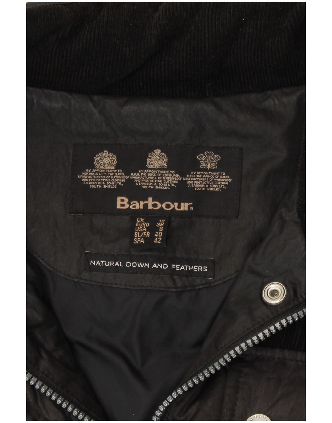 Barbour ženski podstavljeni kaput UK 12 srednje crni pamuk