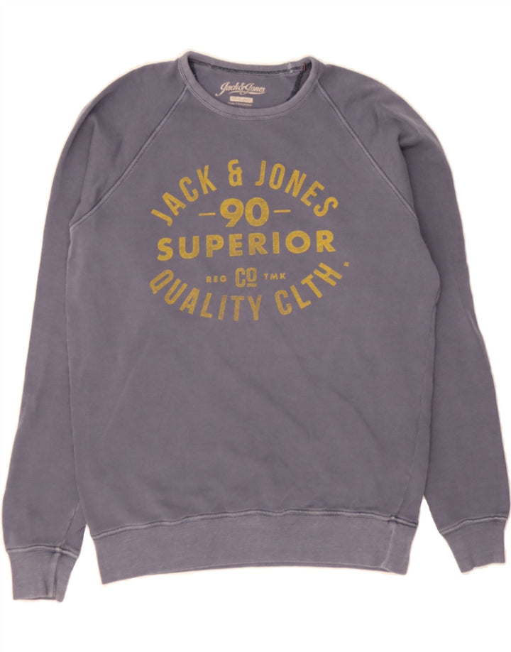JACK & JONES Mens Regular Fit Graphic Sweatshirt Jumper XL Navy Blue Vintage Jack & Jones and Second-Hand Jack & Jones from Messina Hembry 