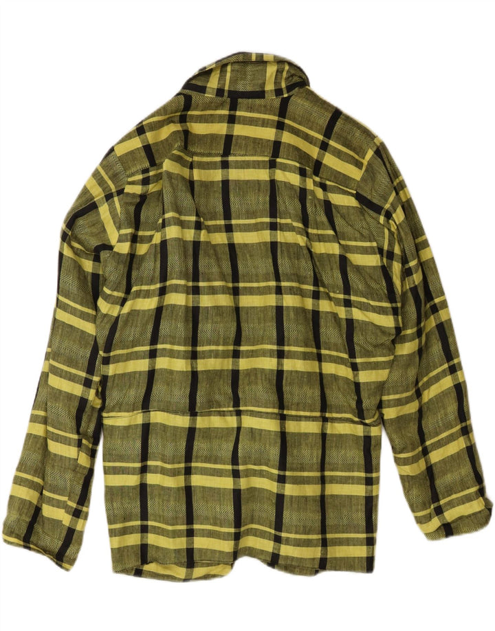 Vintage ženski sako s 1 gumbom EU 44 XL, klasičan žuti karirani lan