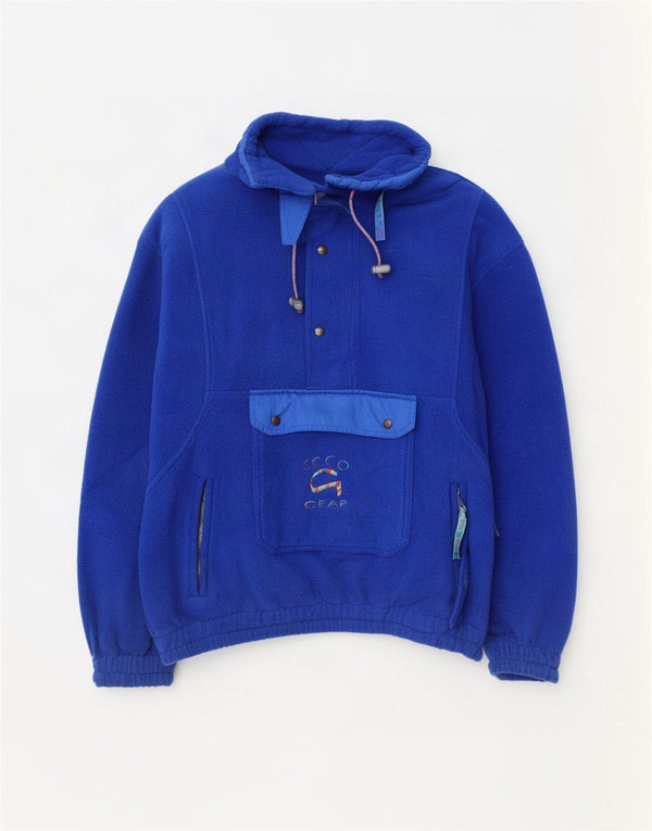 Vintage muški grafički anorak flis džemper XL plavi