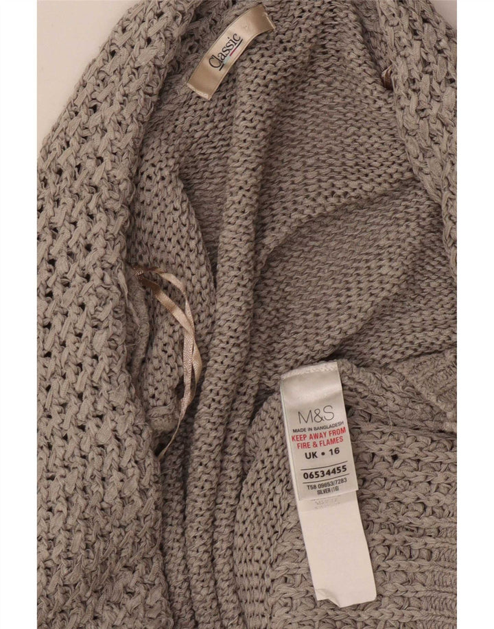 Marks & Spencer ženski klasični otvoreni kardigan pulover UK 16 veliki sivi