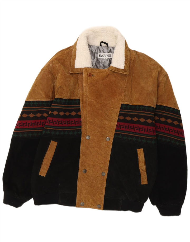 L'Homme Moderne muška bomber jakna vjetrovka UK 40 Large Brown Aztec
