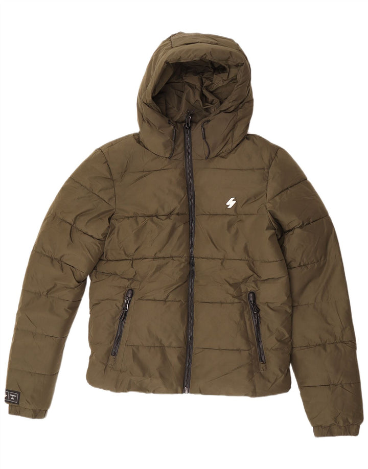 Superdry muška podstavljena jakna s kapuljačom UK 36 mali kaki poliester