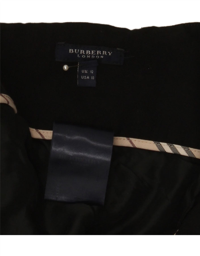 BURBERRY Womens Pleated Skirt UK 12 Medium W32 Black Wool Vintage Burberry and Second-Hand Burberry from Messina Hembry 