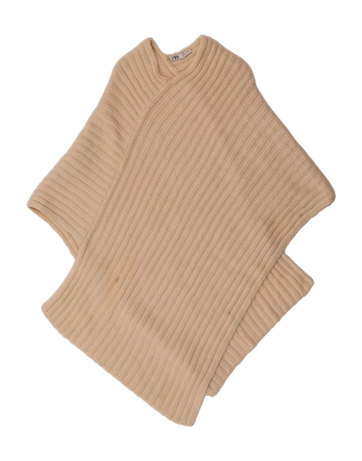 ZARA Womens Poncho Jumper UK 10 Small Off White Acrylic Vintage Zara and Second-Hand Zara from Messina Hembry 