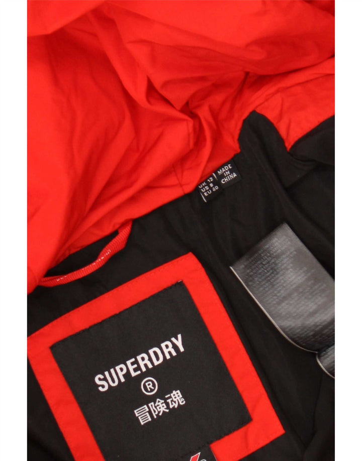 Superdry ženska podstavljena jakna s kapuljačom UK 12 srednje crvene boje od poliestera