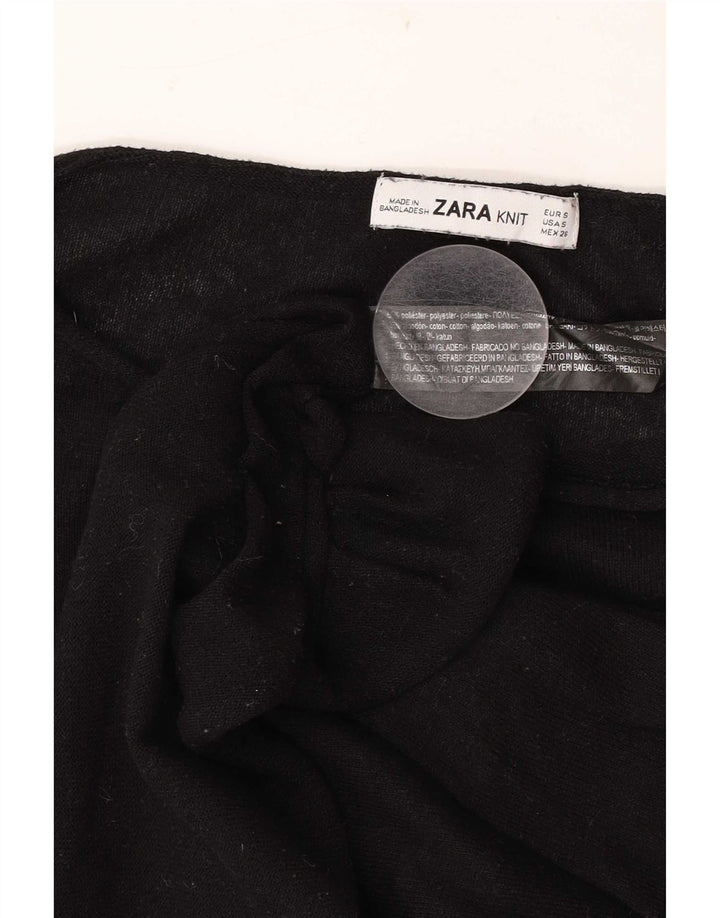 Zara ženski pulover s veznim izrezom UK 10 Mali crni poliester