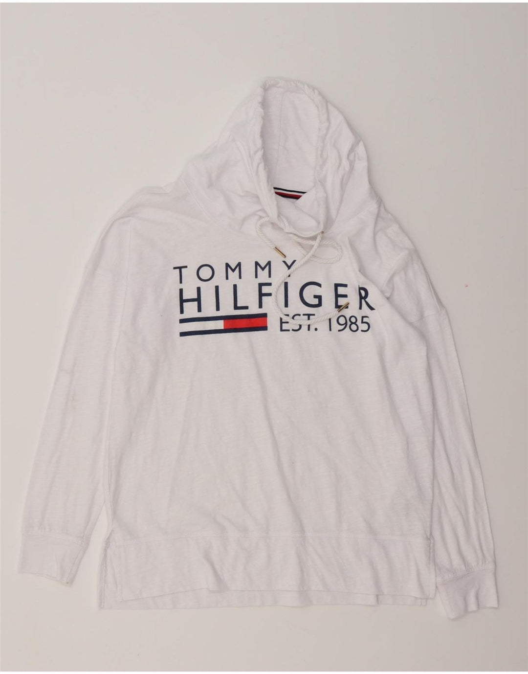 TOMMY HILFIGER Ženska prevelika majica dugih rukava s grafikama UK 10 Mala bijela