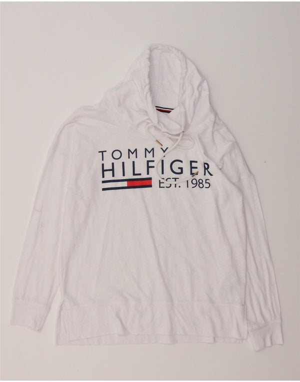 TOMMY HILFIGER Ženska prevelika majica dugih rukava s grafikama UK 10 Mala bijela