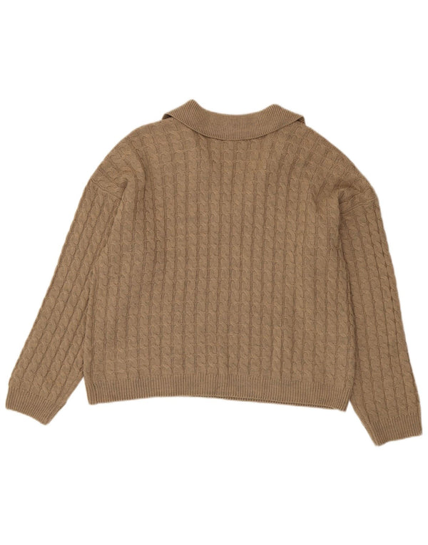 Crew Clothing Ženski pulover s polo ovratnikom UK 16 Veliki bež akril