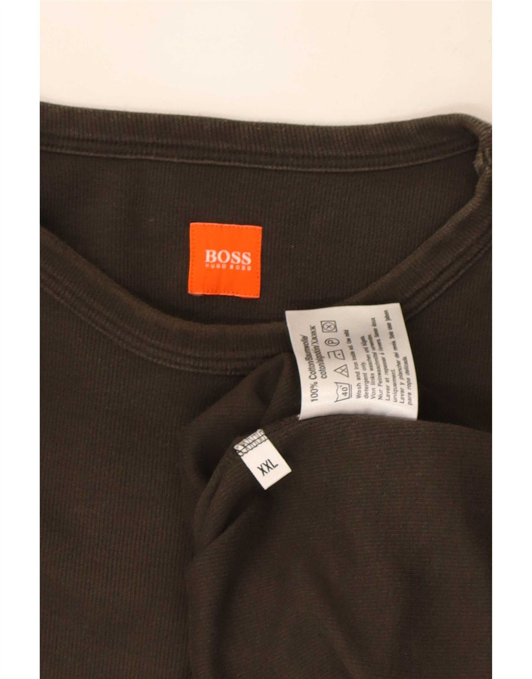 Hugo Boss muška majica dugih rukava 2XL kaki pamuk