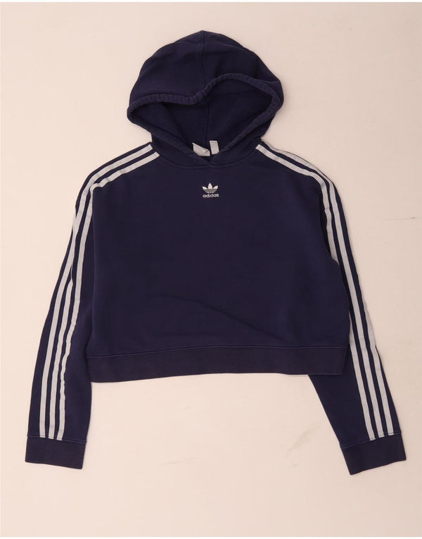 Adidas ženski kratki pulover s kapuljačom s patentnim zatvaračem UK 10 mali tamnoplavi