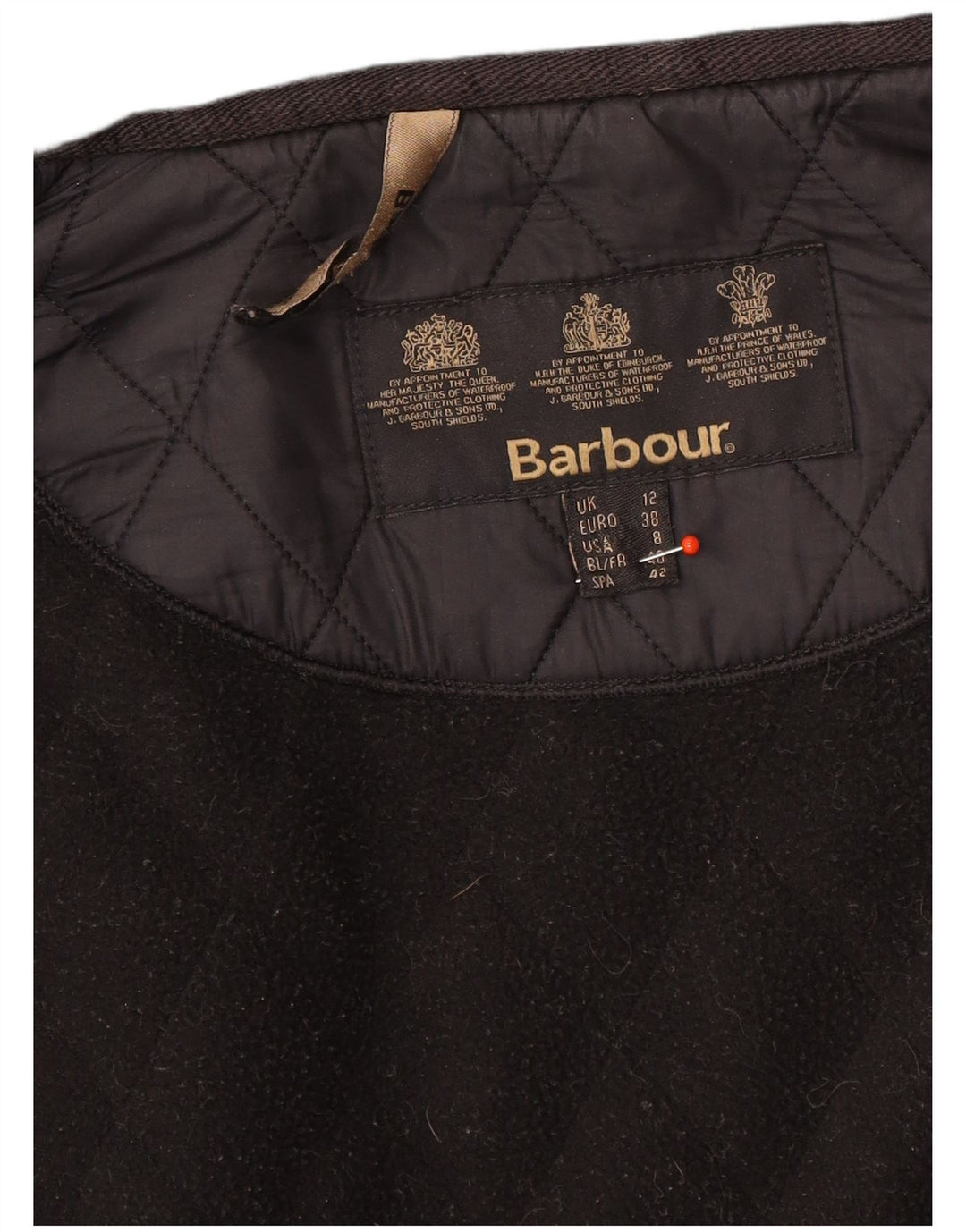 Barbour ženska prošivena pomoćna jakna UK 12 srednje crna