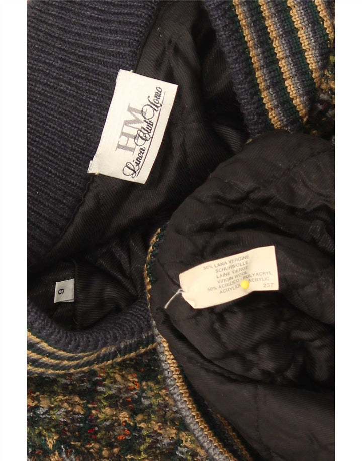 Vintage muška pletena bomber jakna 3XL raznobojna pjegava djevičanska vuna