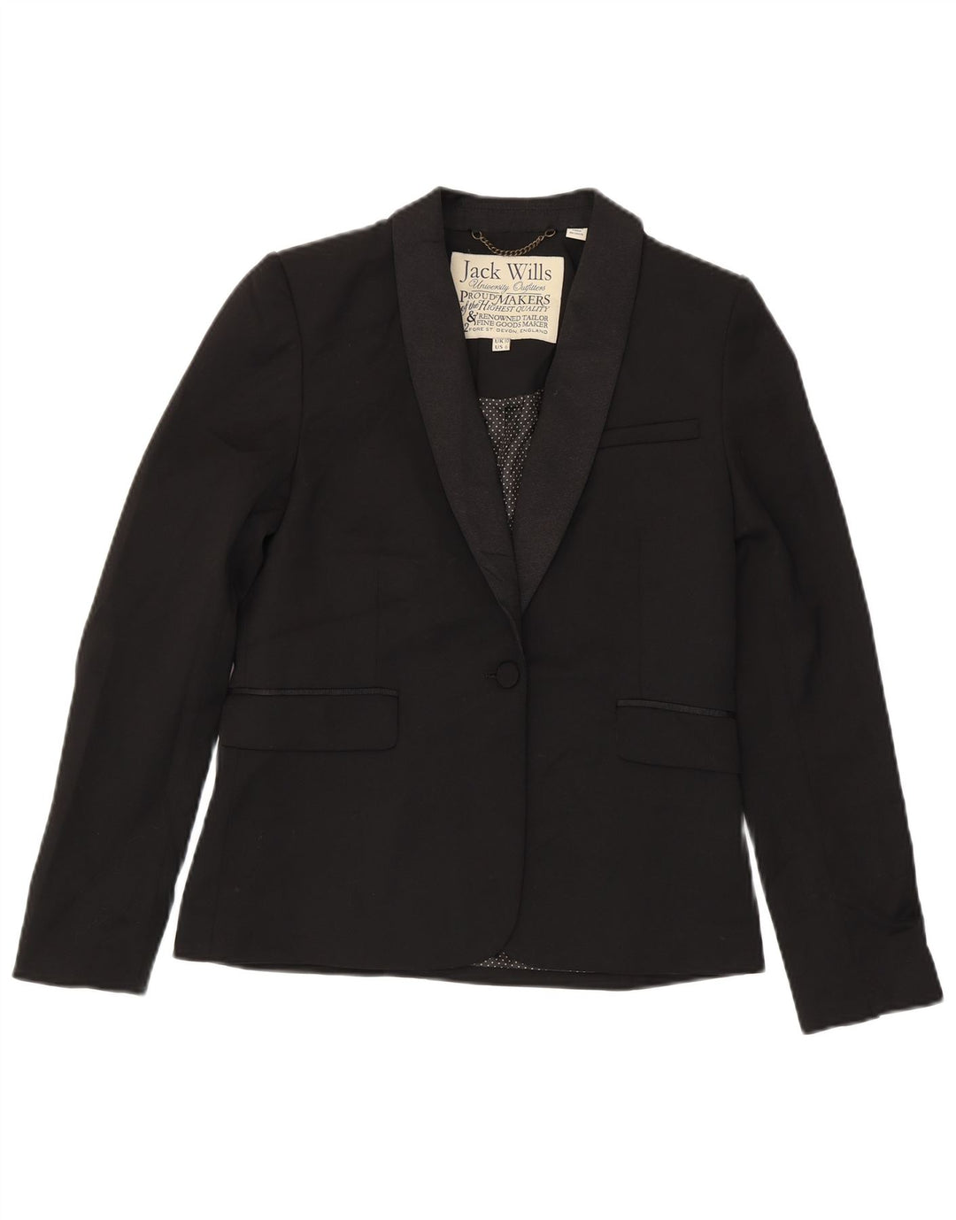 Jack Wills Womens University Outfitters Blazer Jacket UK 10 Small Black