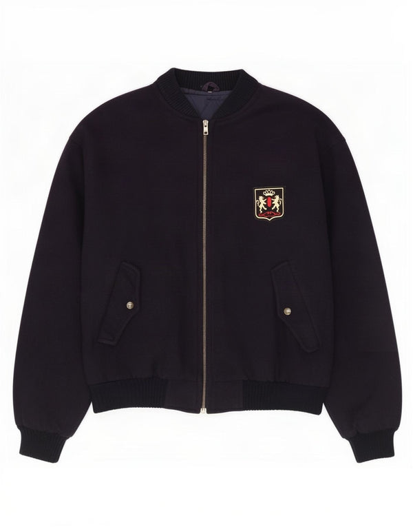 Vintage muška bomber jakna UK 40 velika mornarsko plava vuna