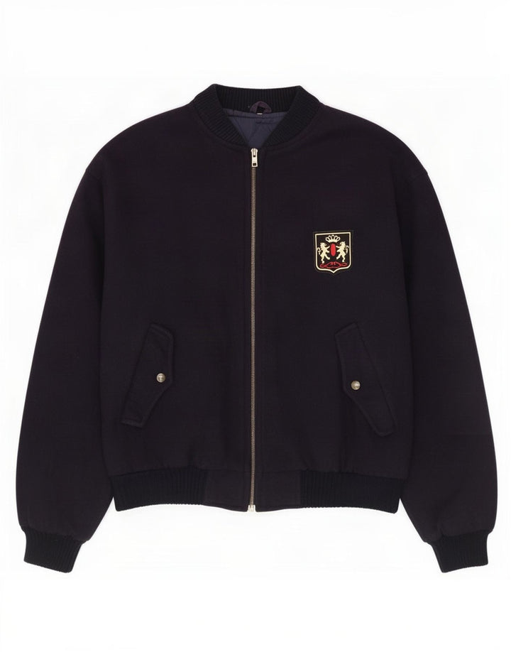 Vintage muška bomber jakna UK 40 velika mornarsko plava vuna