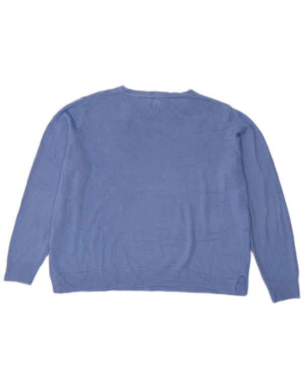 Marks & Spencer Womens Loose Fit Boat Neck Jumper Sweater UK 18 XL Blue