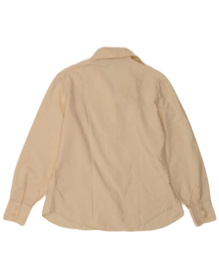 Vintage ženska košulja bluza UK 12 srednje prljavo bijeli poliamid