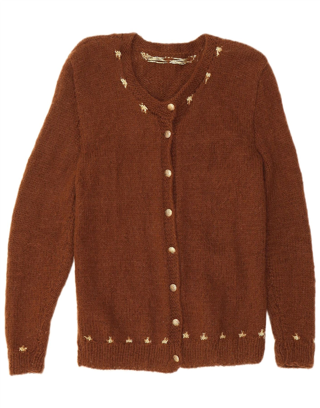 VINTAGE ženski kardigan pulover UK 8 Small Brown