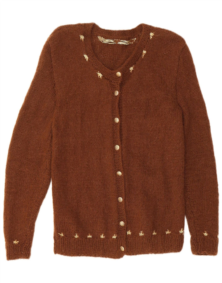 VINTAGE ženski kardigan pulover UK 8 Small Brown
