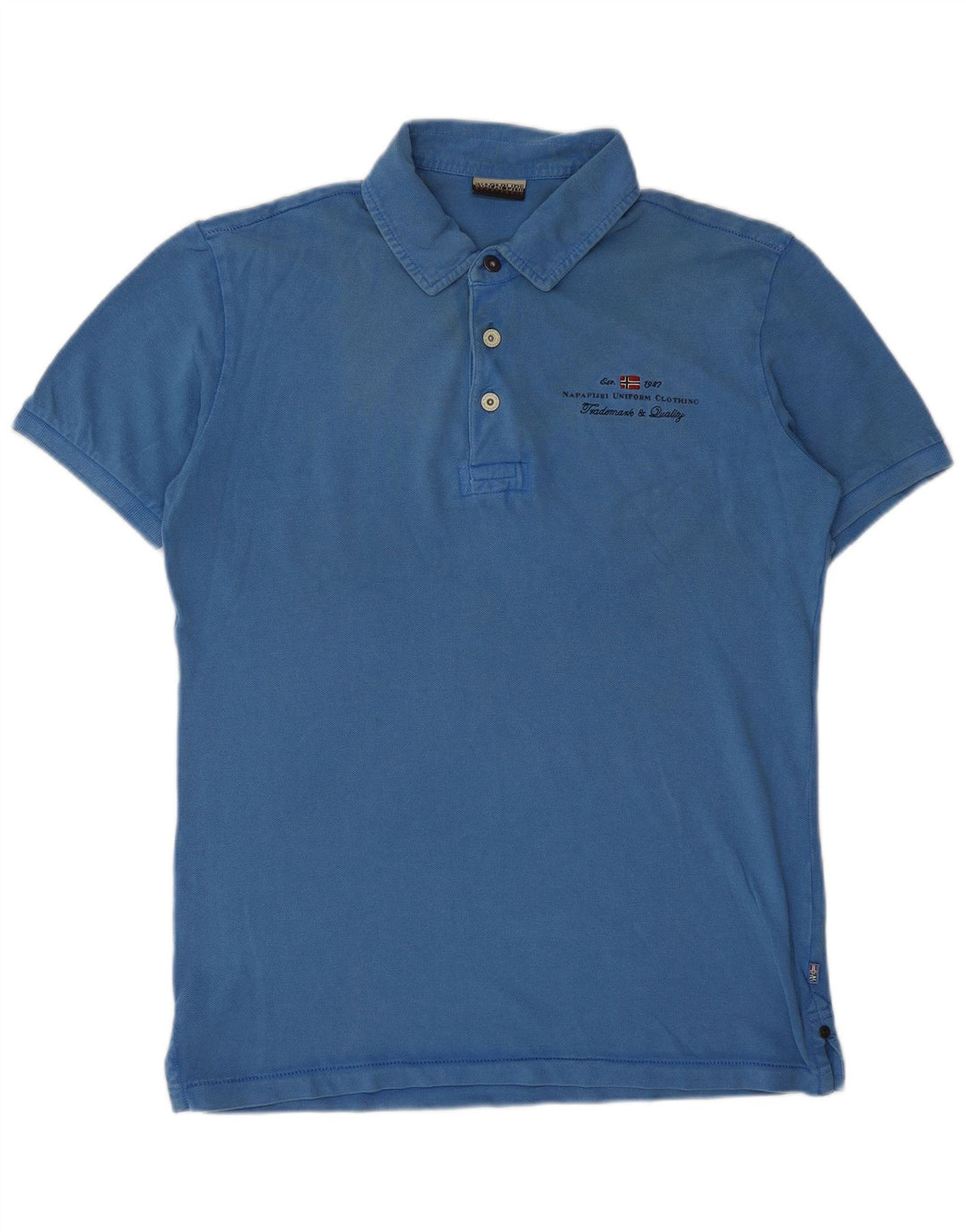 NAPAPIJRI Mens Geographic Graphic Polo Shirt Medium Blue