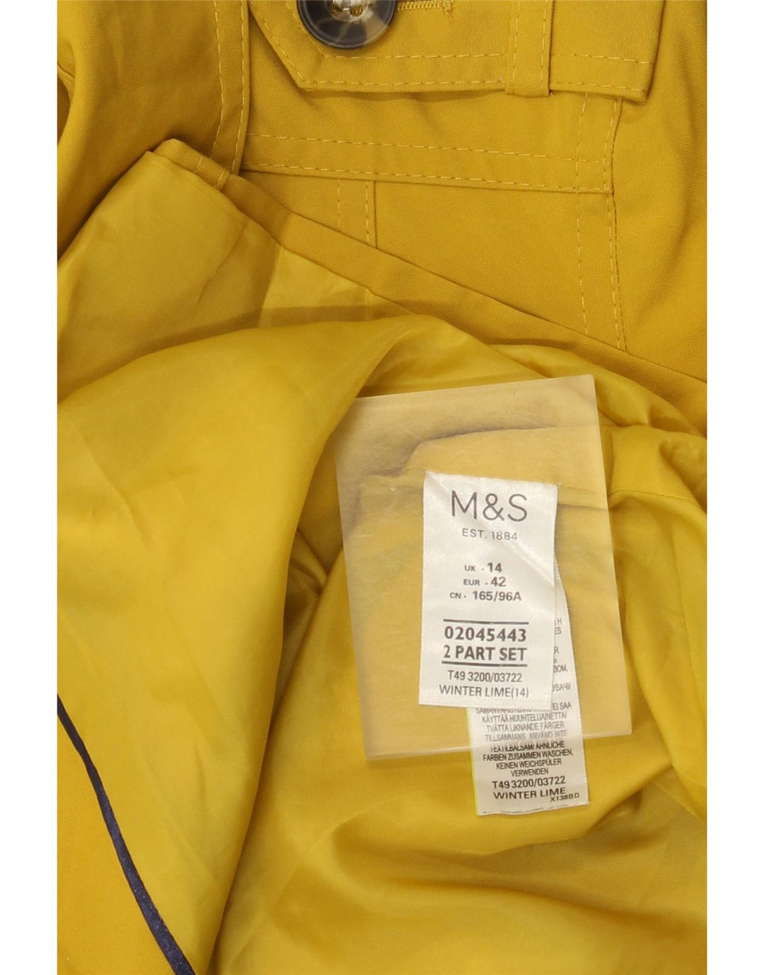 Marks & Spencer ženski trenč kaput UK 14 srednje žuti poliester