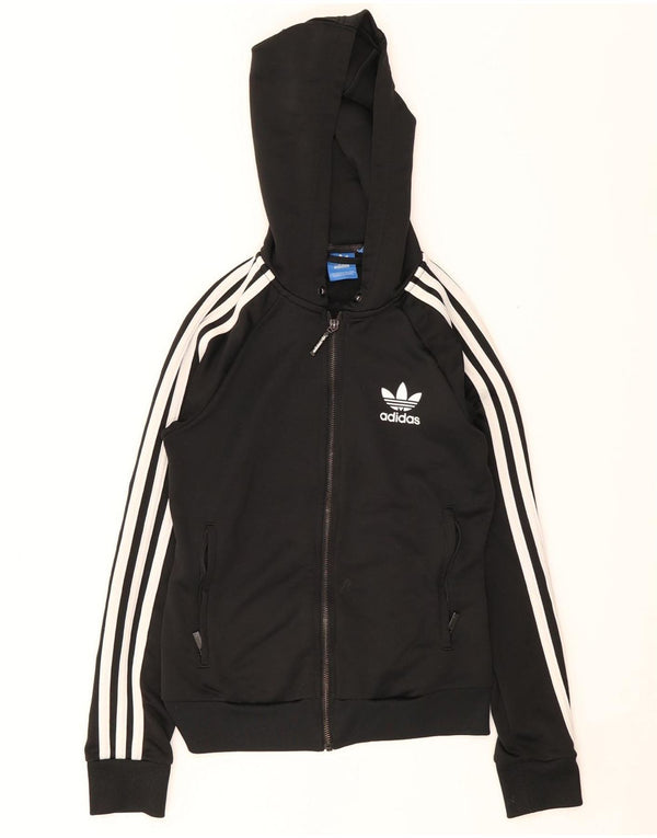 Adidas ženski pulover s kapuljačom s patentnim zatvaračem UK 8 mali crni poliester
