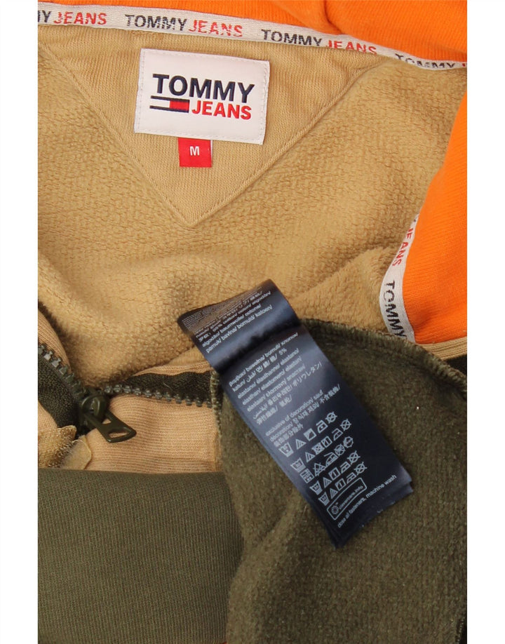 TOMMY JEANS Muška majica s kapuljačom i izrezom s patentnim zatvaračem srednje zelene boje