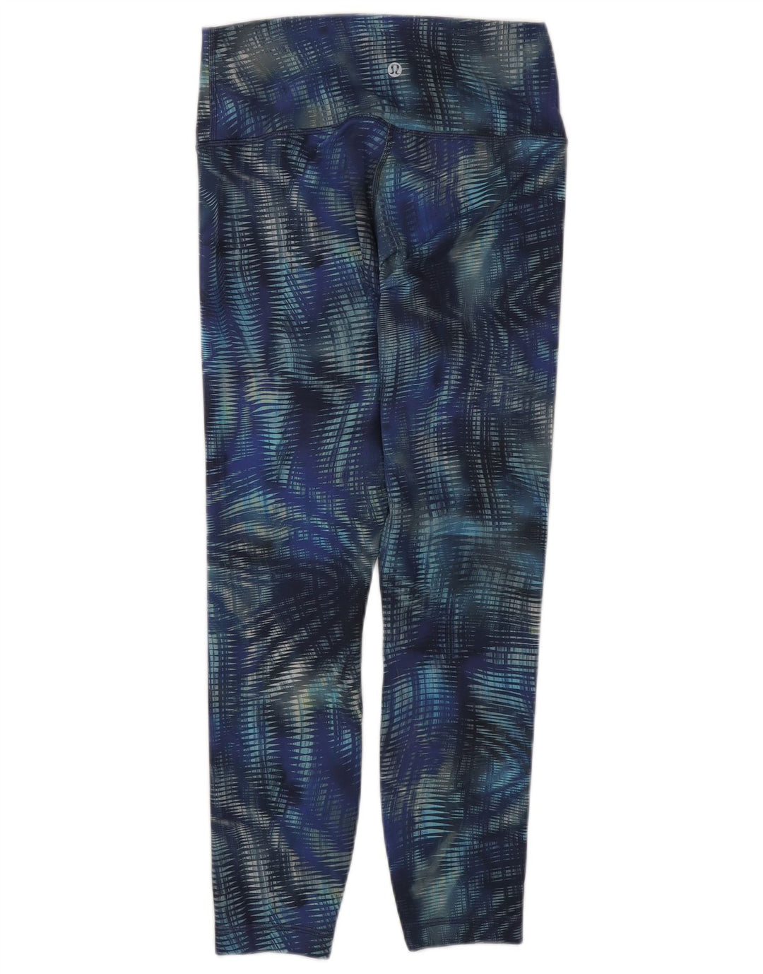 LULULEMON Womens Crop Abstract Pattern Leggings US 8 Medium  Blue Nylon