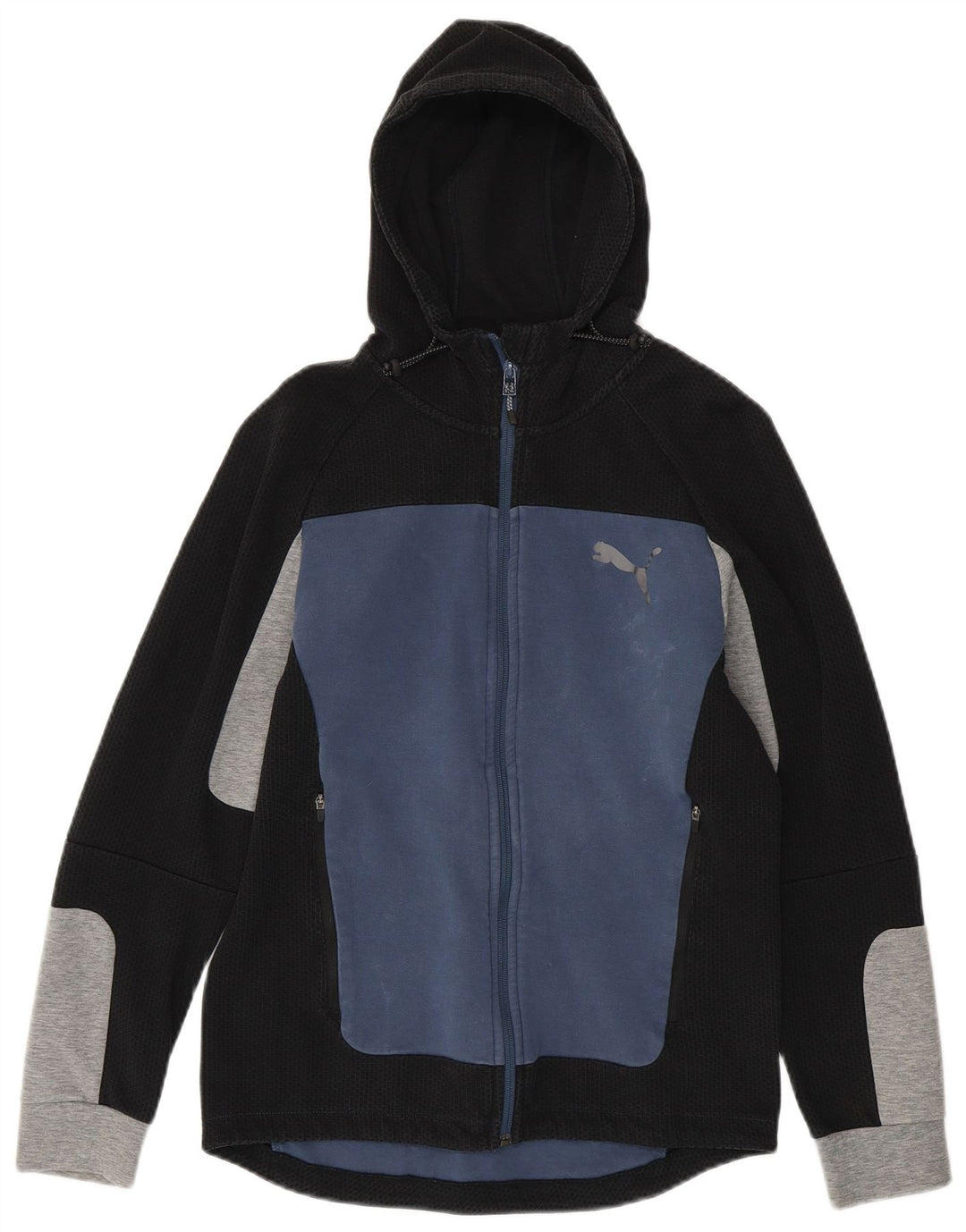 Puma muški pulover s kapuljačom na patentni zatvarač Mali plavi pamuk u blokovima boja