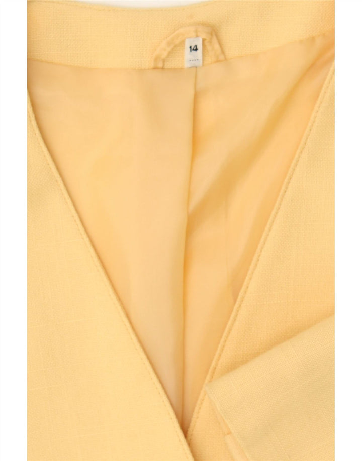 AVENUE Womens 3 Button Short Sleeve Blazer Jacket UK 14 Large Yellow Vintage Avenue and Second-Hand Avenue from Messina Hembry 