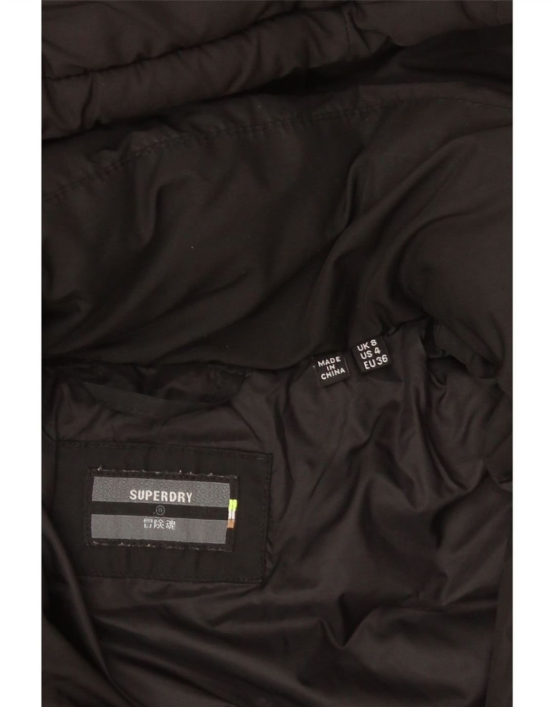 Superdry ženska podstavljena jakna s kapuljačom UK 8 Samll crna