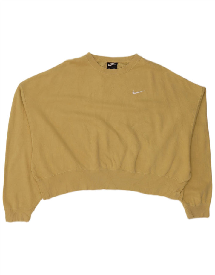 NIKE Ženska skraćena prekomjerna majica s kratkim rukavima UK 14 Srednji kaki pamuk