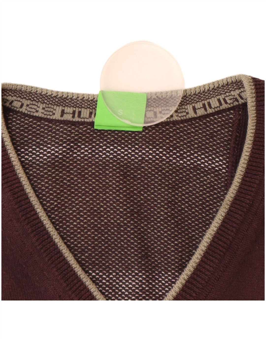 HUGO BOSS Muški džemper s V-izrezom, mali smeđi pamuk