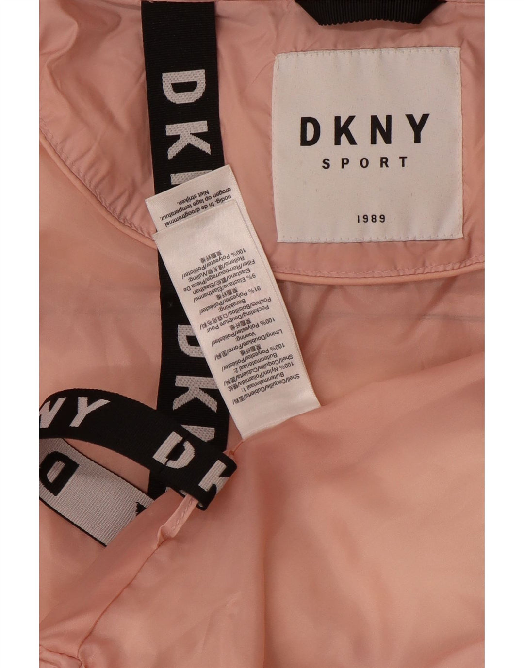Dkny ženska velika grafička podstavljena jakna UK 16 Large Pink Colourblock