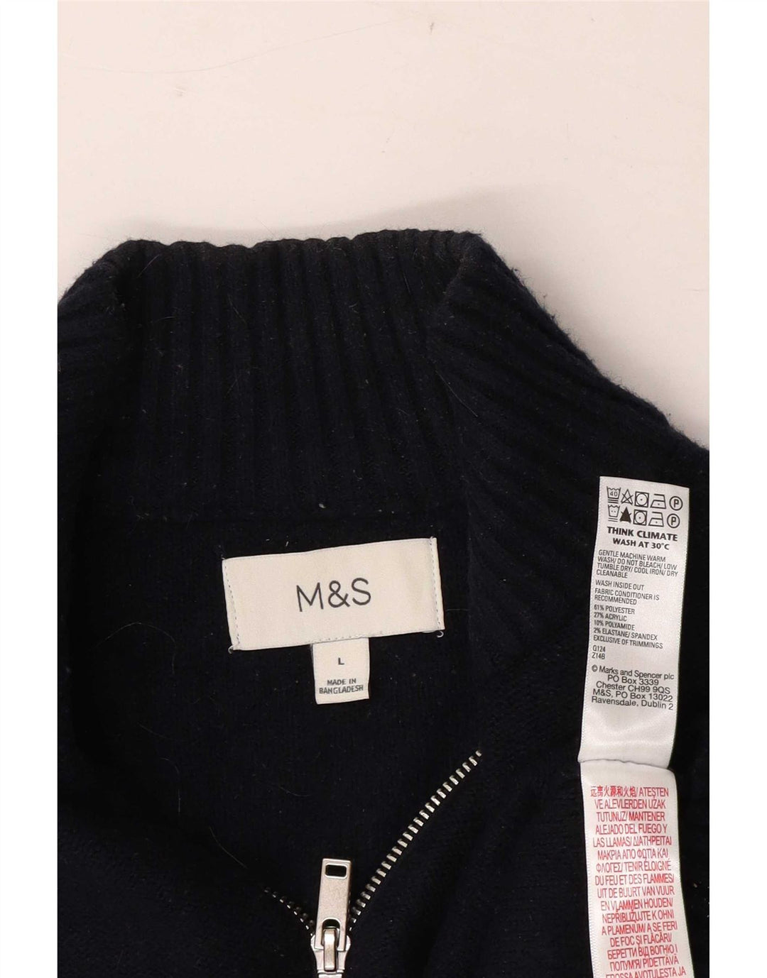 Marks & Spencer muški džemper s izrezom i velikim tamnoplavim prugama