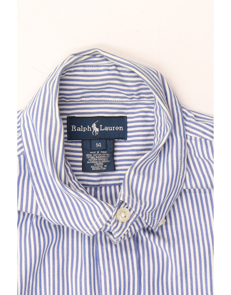 RALPH LAUREN Boys Shirt 13-14 Years Blue Pinstripe Cotton Vintage Ralph Lauren and Second-Hand Ralph Lauren from Messina Hembry 