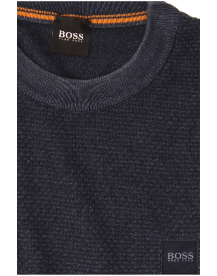 Hugo Boss muški džemper s okruglim izrezom srednje tamnoplave djevičanske vune