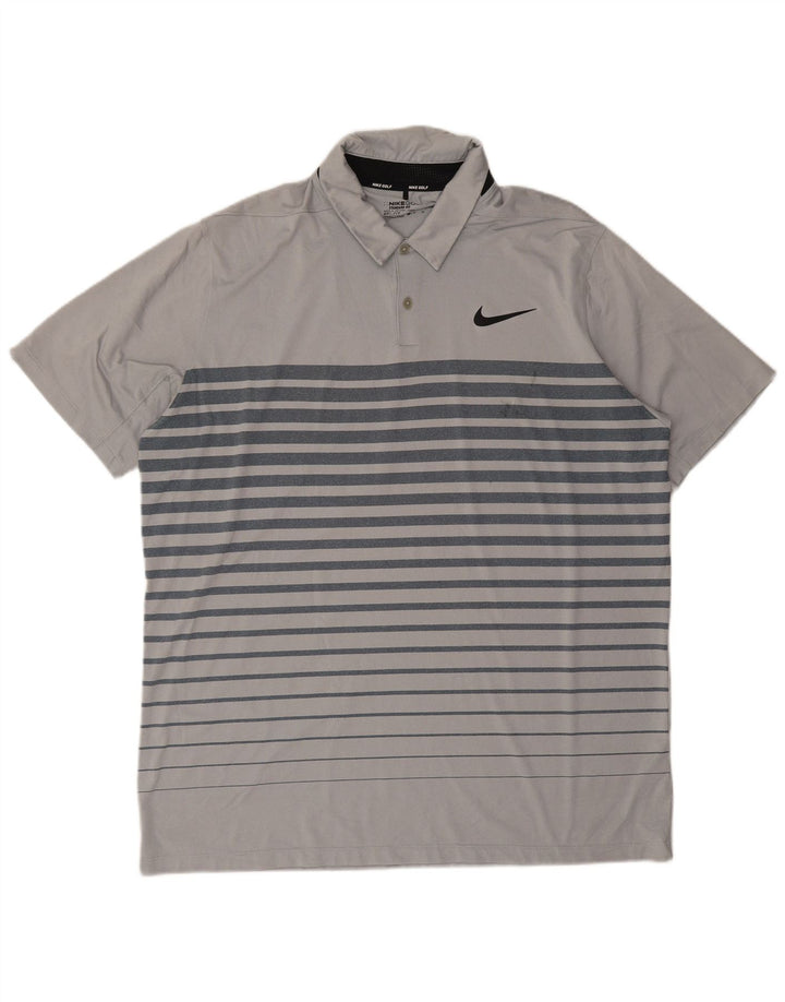 Nike muška polo majica Dri Fit XL sivi prugasti poliester